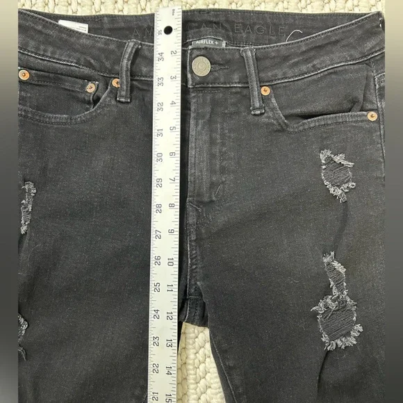 American Eagle Outfitters Black Ripped Skinny Jeans - Picture 3 of 11